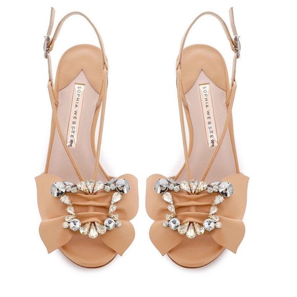 Sophia Webster Shoes - Sophia Webster Margaux Mid open toe Sandals in size 38. Beige Leather w/crystals